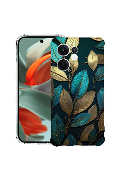 bestcase Carcasă antișoc Husa compatibilă cu Oppo Reno15, Golden Feathers, 31...