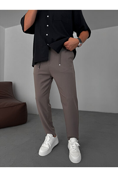 BYBASICMAN Light Brown Relaxed Fit Fabric Trousers Ke-1047