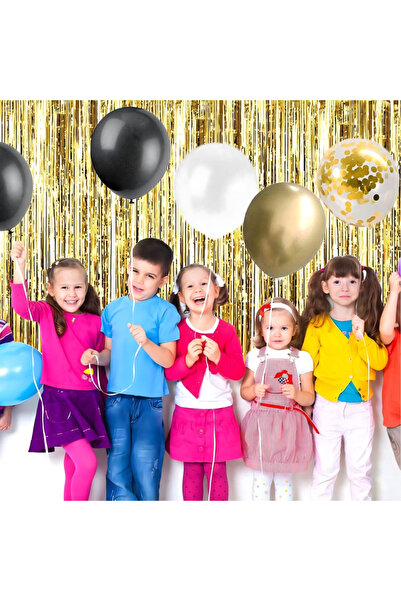 zola Σετ 55 μπαλονιών, διακοσμητική γιρλάντα, μπαλόνια αριθμός 18, κομφετί, μαύρο/χρυσό