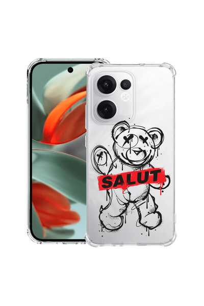bestcase Carcasă antișoc compatibilă cu Oppo Reno15, Teddy Bear Salut