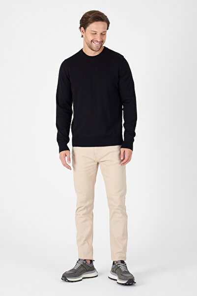 hateko Μαύρο πλεκτό πουλόβερ ανδρικό 100% βαμβακερό με λαιμόκοψη