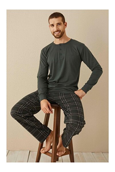 Aydoğan Soft Modal Fabric Men's Pajama Set – Button-Down & Long Sleeve