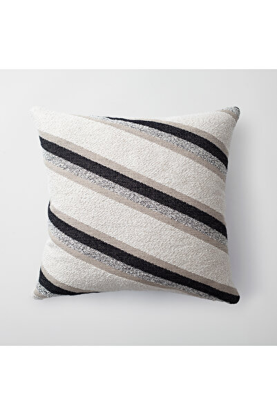 Fineroom Living وسادة زخرفية من الكتان بنمط مخطط مائل 50×50 سم (تشمل الوسادة ...