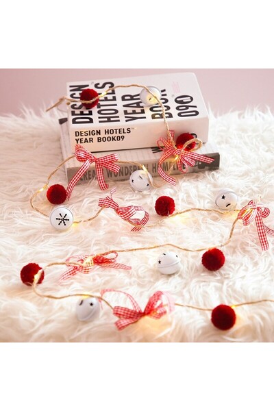 Flippy Battery-powered Christmas light string, 2 m, 20 LEDs, bell and ball shapes, Warm White,