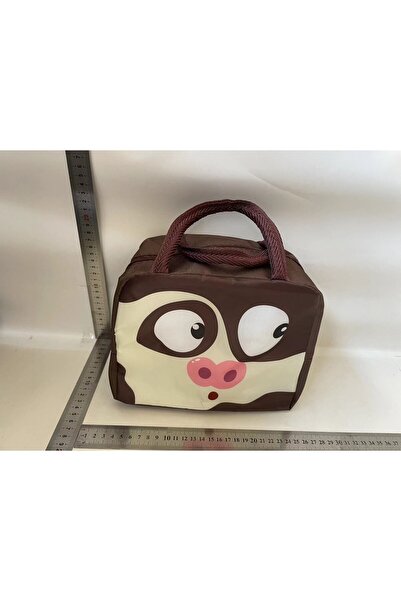 Flippy Portable Lunch Refrigerator Bag with Cartoon Design, Oxford Fabric, Brown Pig Model 22x14x19