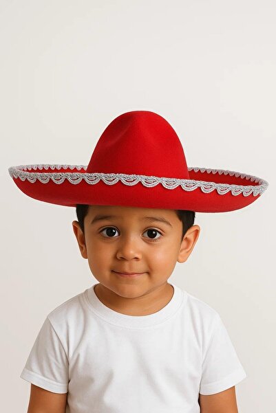 DODOMAR Pălărie mexicană mică de lux 41 cm roșie argintie