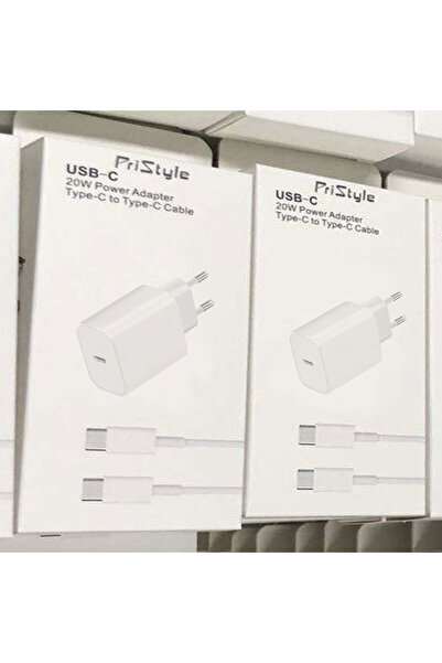 PriStyle Încărcător rapid USB-C compatibil cu iPhone 15 / 15 Pro / 15 Pro Max, 20 W, PriStyle®, alb