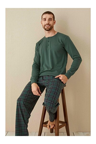 Aydoğan Soft Modal Fabric Men's Pajama Set – Button-Down & Long Sleeve