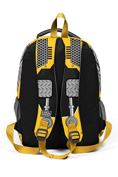 Coral High CORAL HİGH Kids Sarı Siyah Robot Desenli Çelik Termoslu Erkek Çocuk İlkokul Çanta Seti- 5 Parça Set