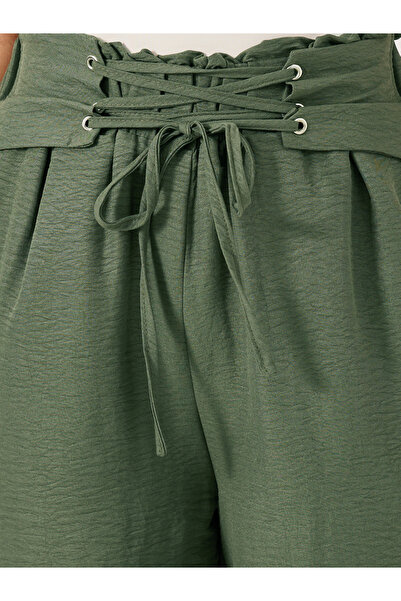 Styli Mid Rise Wide Leg Corset Waistband Pants