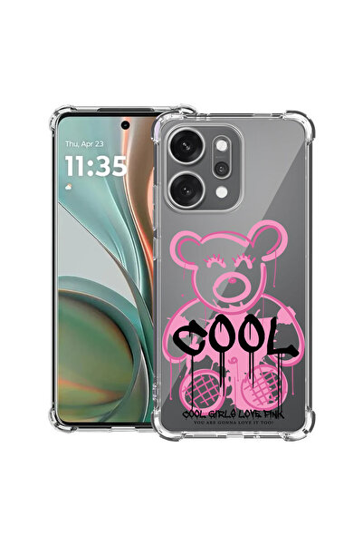 bestcase Husă antișoc pentru OPPO Reno 14 5G cu design Teddy Bear Cool Pink, ...