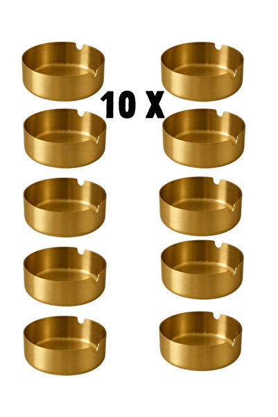 mucit home Küllük Gold Paslanmaz Çelik 10 Lu Kül Tablası Küllük Seti