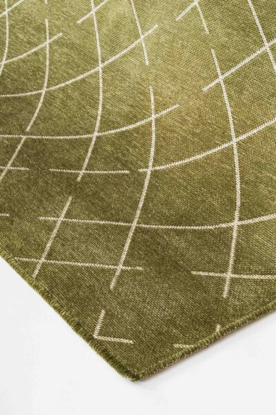 Lorente Home Mia Viscose Woven Carpet Non-Slip Base Washable Green White Living Room Carpet 1403