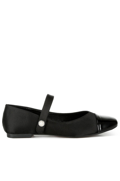 london Rag Women Black Patent Toe Cap Satin Mary Jane