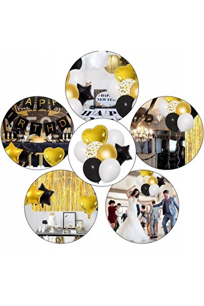 zola Σετ 55 μπαλονιών, διακοσμητική γιρλάντα, μπαλόνια αριθμός 40, κομφετί, μαύρο/χρυσό