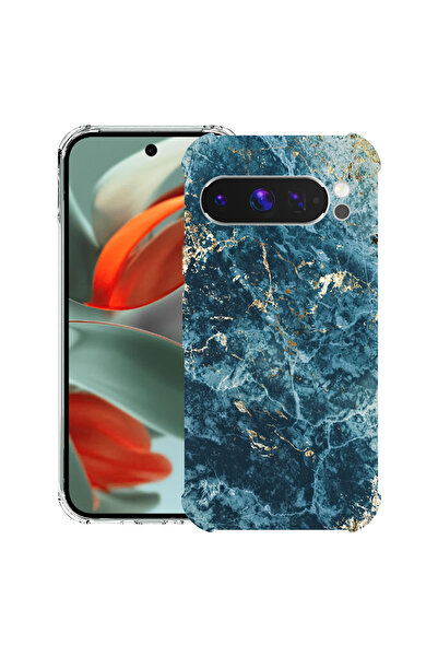 bestcase Carcasă antișoc Husa compatibilă cu Google Pixel 10 Pro / Pixel 10, Marmură - Verde și Auriu
