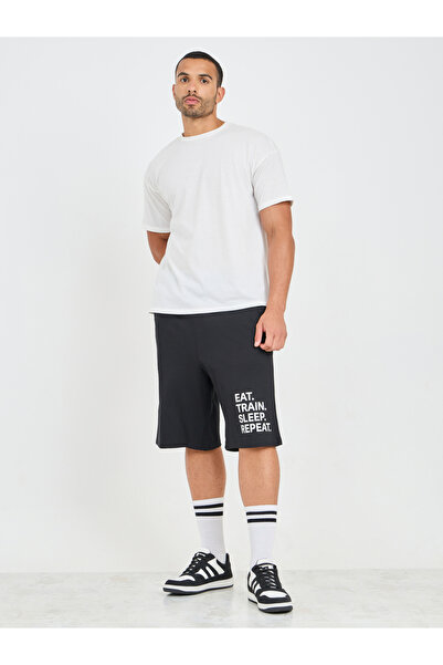 Styli Eco Earth Slogan Printed Oversized Athleisure Terry Shorts