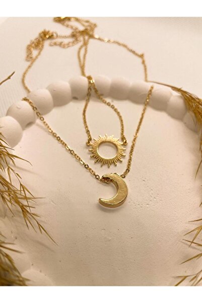 Sivora Jewelry Gold Ay ve Güneş Figürlü Kolye