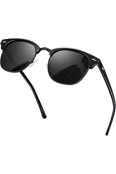 Generic KANASTAL Polarized Horn Rimmed Sunglasses for Men and Women, Classic Half Frame Sun Glasses, Semi Ri