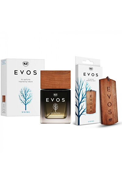 K2 Pachet parfum auto Evos Viking 50 ml + Odorizant auto pandantiv din lemn E...