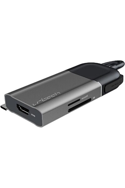 Generic URTECH 6-in-1 USB-C Hub | Privacy Screen Protection | 4K HDMI | SD Card Reader | 100W PD | Premium A