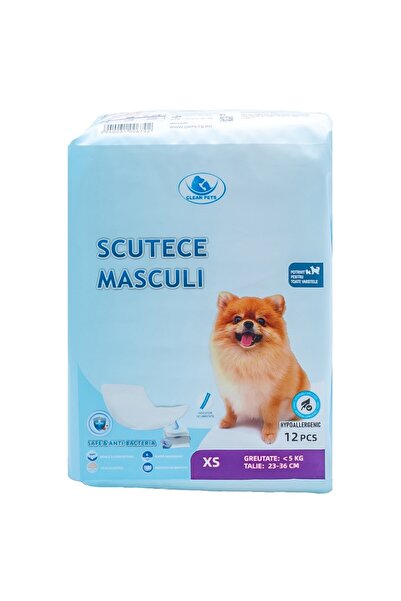 Clean Pets Scutece pentru câini MASCULI - mărime extra mică (XS 23-36 cm) 12 bucăți
