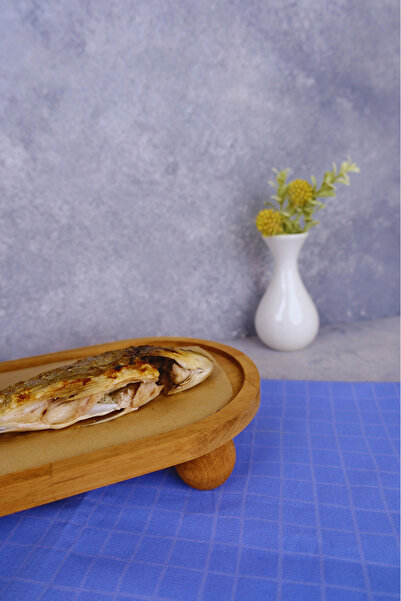 justwood Risus Top Footed Hollowed Out Inside Oval 17X30 cm Wooden Rectangular Cake Presentation Serving Plate