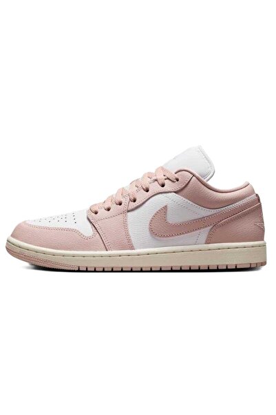 Nike Air Jordan 1 Low Leather Sneaker Unisex Hakiki Deri Günlük Spor Ayakkabı Beyaz Pembe