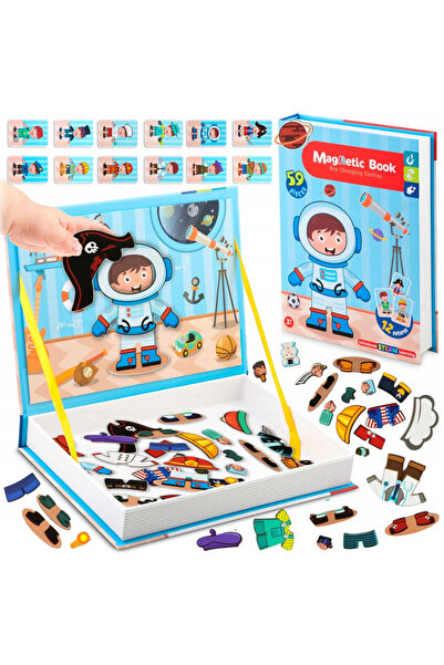 LikeSmart Carte Magnetica cu Puzzle "Likesmart Magnetic Book - Boy Changing Clothes", fundal magnetic, cutie d