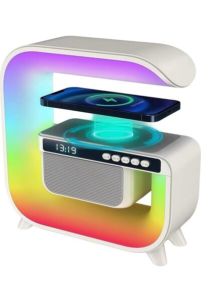 Generic G3 LED Wireless Speaker with Alarm Clock, 16 Million Colors, 10W Fast Charging, Audio Device, App Co
