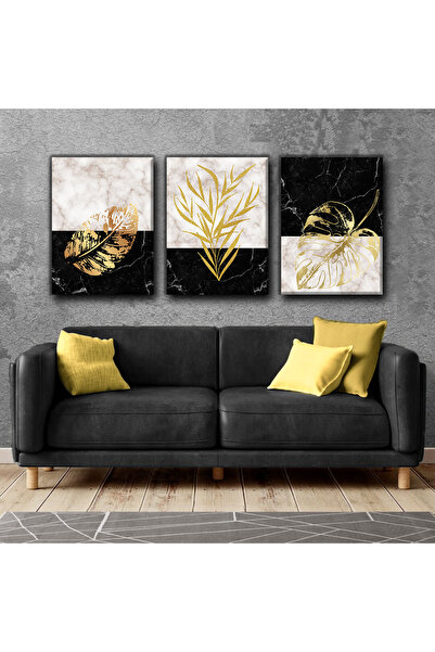 Harikabirev TABLO PLANTAT DE AUR ALB-NEGRU | TABLO PE Pânză FĂRĂ CADRU 3L VEZ...