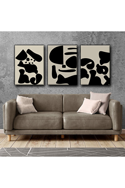 Harikabirev TABLO MODERN CU MOTIVE NEGRU-BEJ | TABLO PE Pânză FĂRĂ CADRU 3L V...