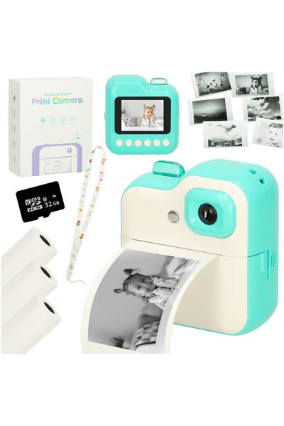 LikeSmart "LikeSmart Instant Print Camera" Thermal Photo Camera, With Built-in Thermal Printer, 3 Rolls of Paper