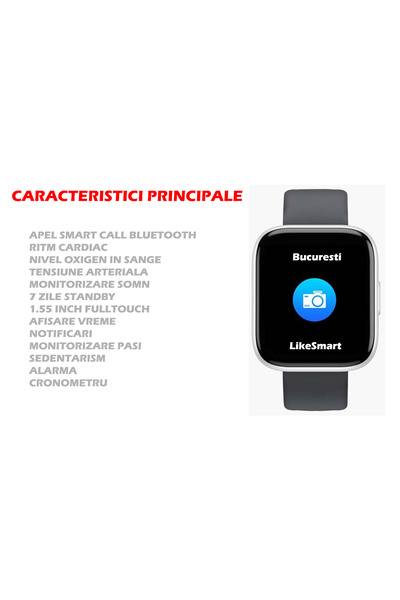 İSP Ceas SmartWatch LikeSmart TrendFIT, 1.55" FULL Touch Display, Apelare Smart Call Bluetooth, Oxim