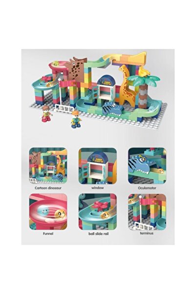 LikeSmart Set of 147 creative building pieces, "LikeSmart Track Slide Dino Park", Ball Track, Tunnels, Toboggan