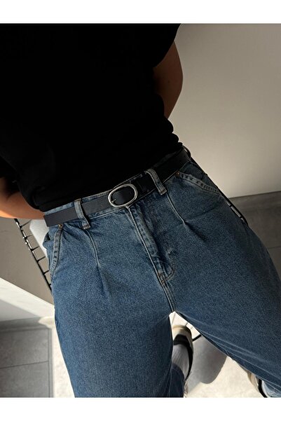LİA KEMER Belt with Oval Silver Buckle