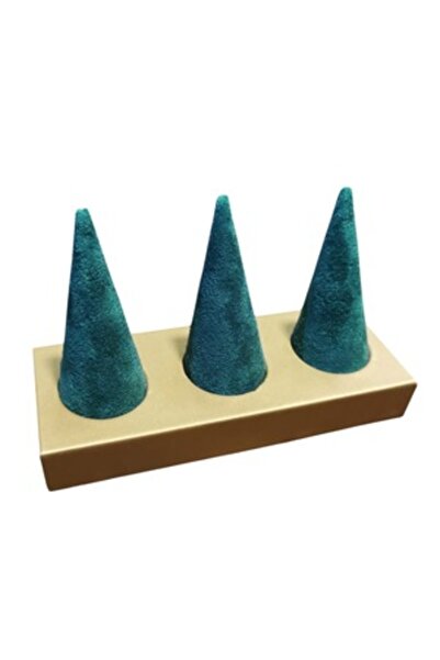 Doty Suport de prezentare pentru inele din lemn, catifea verde smarald, 13x5x...