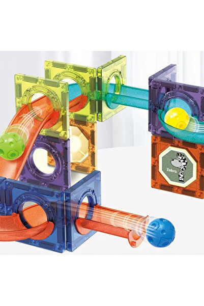 İSP 2 in 1 Magnetic Educational and Creative Set with 78 Pieces, Ball Track, "MAGWORLD", Numerous Possibilities
