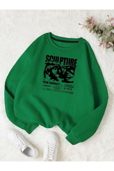 BENROMA Φούτερ με λαιμόκοψη ποδηλατικού τύπου, με στάμπα με γλυπτική χτένισμα με 3 νήματα, unisex, oversize