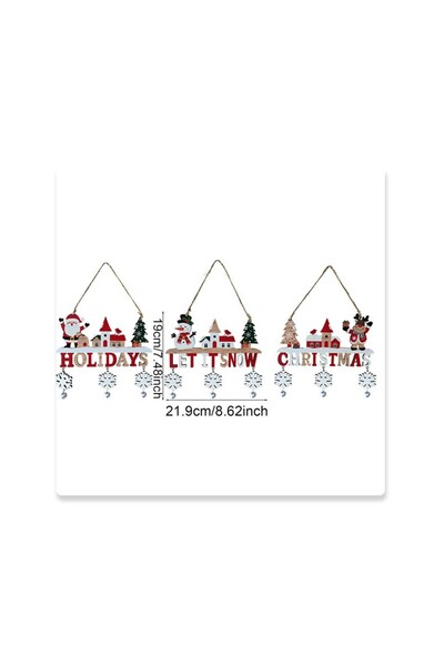 Flippy Wooden Christmas Decoration with Hanging String, Santa 'Let It Snow', 21.9x19 cm, Multicolor