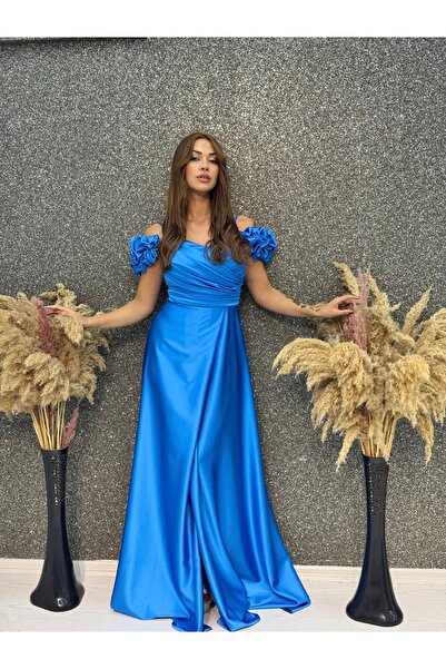 E&A Eren Abiye MADONNA YAKA DERIN YIRTMACLI SATEN