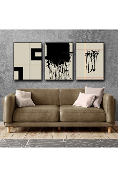 Harikabirev ΜΟΝΤΕΡΝΟ ΠΙΝΑΚΟΓΡΑΦΙΚΟ ΕΡΓΟ ΜΑΥΡΟ-ΜΠΕΖ | ΤΡΙΠΛΟ ΚΑΘΕΤΟ ΠΙΝΑΚΟ ΖΩΓΡΑΦΙΣΗΣ ΧΩΡΙΣ ΠΛΑΙΣΙΟ ΚΑΜΒΑΣ CHSDKYKNVS