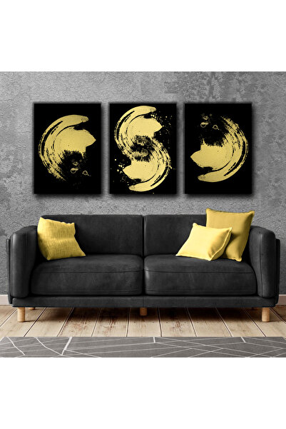 Harikabirev ΜΟΝΤΕΡΝΟ ΖΩΓΡΑΦΙΚΟ ΤΕΧΝΟΥΡΓΕΙΟ ΜΕ ΧΡΥΣΟ ΣΧΕΔΙΟ | ΤΡΙΠΛΟ ΚΑΘΕΤΟ ΠΙΝΑΚΟ ΖΩΓΡΑΦΙΣΗΣ ΧΩΡΙΣ ΠΛΑΙΣΙΟ ΚΑΜΒΑΣ CHSDKYKNVS