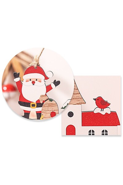 Flippy Wooden Christmas Decoration with Hanging String, Santa 'Let It Snow', 21.9x19 cm, Multicolor