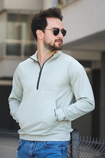 Oksit Ανδρικό φούτερ Barrac με δύο κλωστές με φερμουάρ, μισό ζιβάγκο, λεπτή εφαρμογή