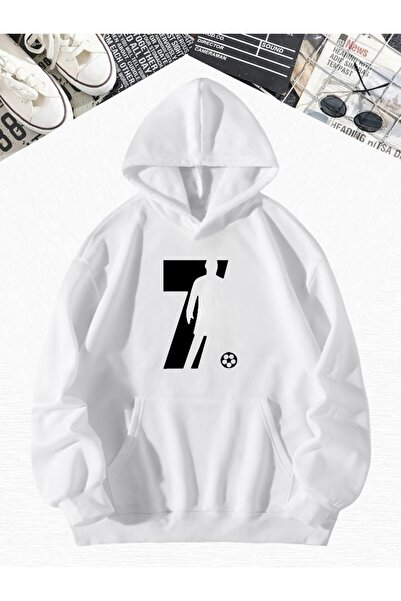 BENROMA White Football Character Printed Oversize Sweatshirt