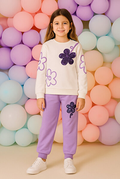 CiciTime Çocuk Modası Σετ κοριτσιού με κέντημα με παγιέτες με λουλούδια, ελασ...