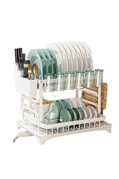 FOXMAG24 Scurgător de vase pe niveluri cu suport pentru cuțit, tacâmuri și pl...