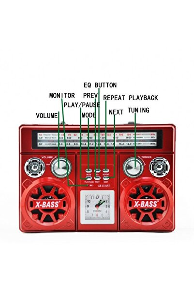 FOXMAG24 Portable radio, Bluetooth, AM/FM, USB connectivity, Retro, memory card, red