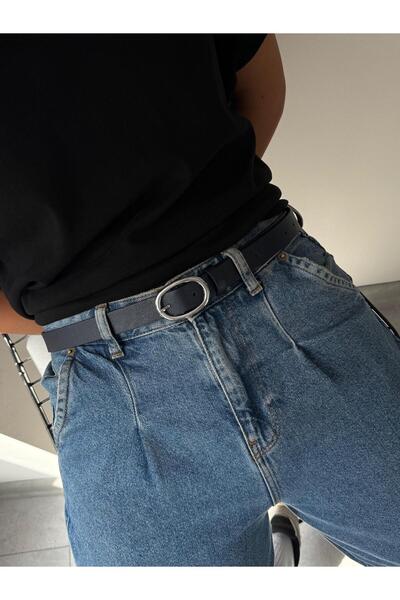 LİA KEMER Belt with Oval Silver Buckle